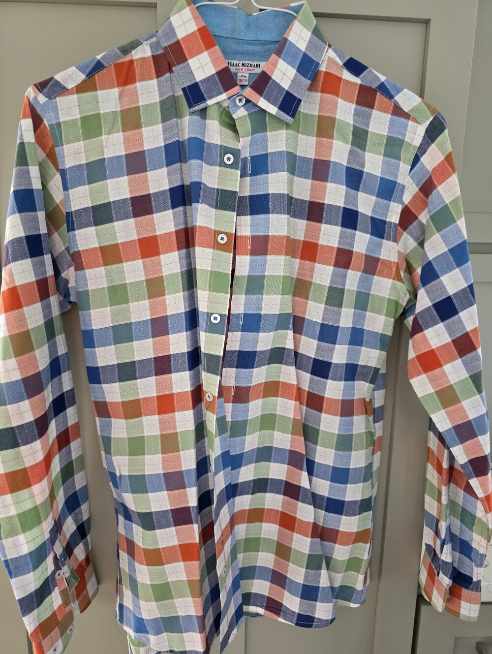 Boys Isaac Mizrahi Plaid Checkered Dress Shirt. Size 18-20.